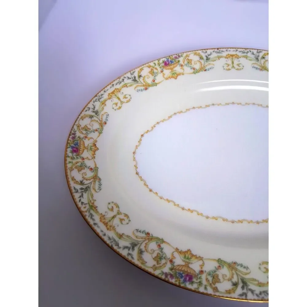 Vintage 30s Noritake Ashley Pattern Gravy Boat w Attached Underplate Fine China